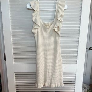 Anthropologie Elegant Cream Ruffle Dress